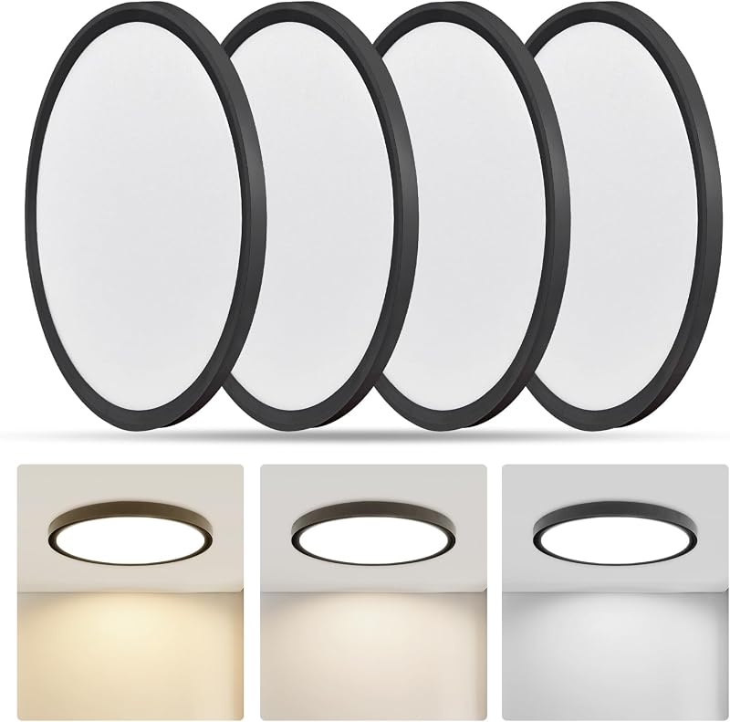 Lámpara LED techo 9" 3CCT negro pack 4