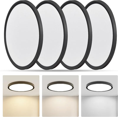 Lámpara LED techo 9" 3CCT negro pack 4