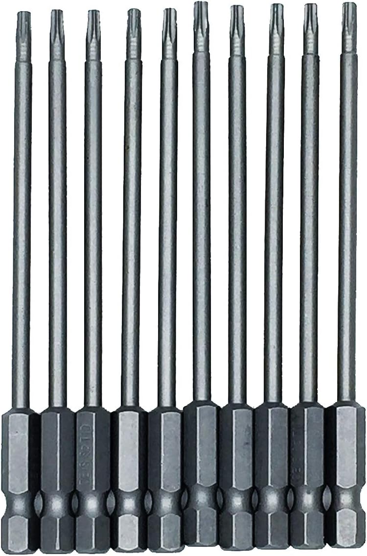 10 Pzas Vástago Hex T10 3.94pulg Acero Torx Magnético