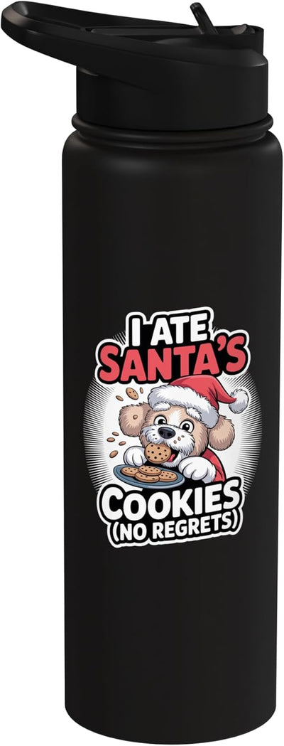 Botella de agua acero inoxidable aislada para perro navideño