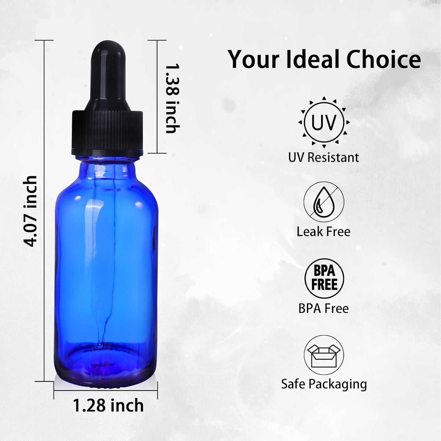 48 Botellas Vidrio Azul 1oz con Gotero Laboratorio