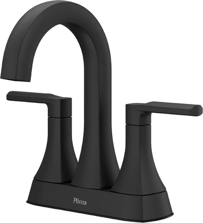 Grifo baño 4pulg 2 manijas 3 agujeros acabado negro mate