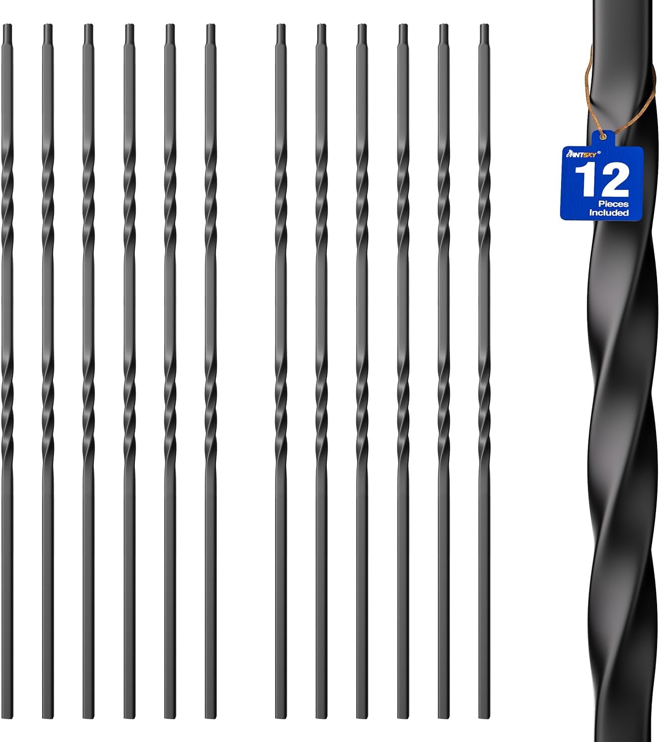 Balaustres hierro forjado huecos doble torsión pack 12