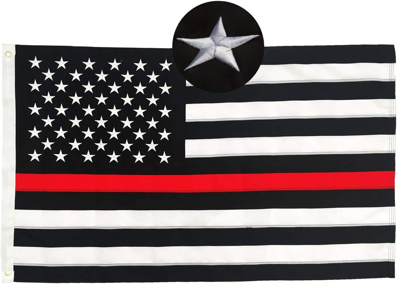 Bandera USA roja fina estrellas bordadas 3x5pies honor bomberos
