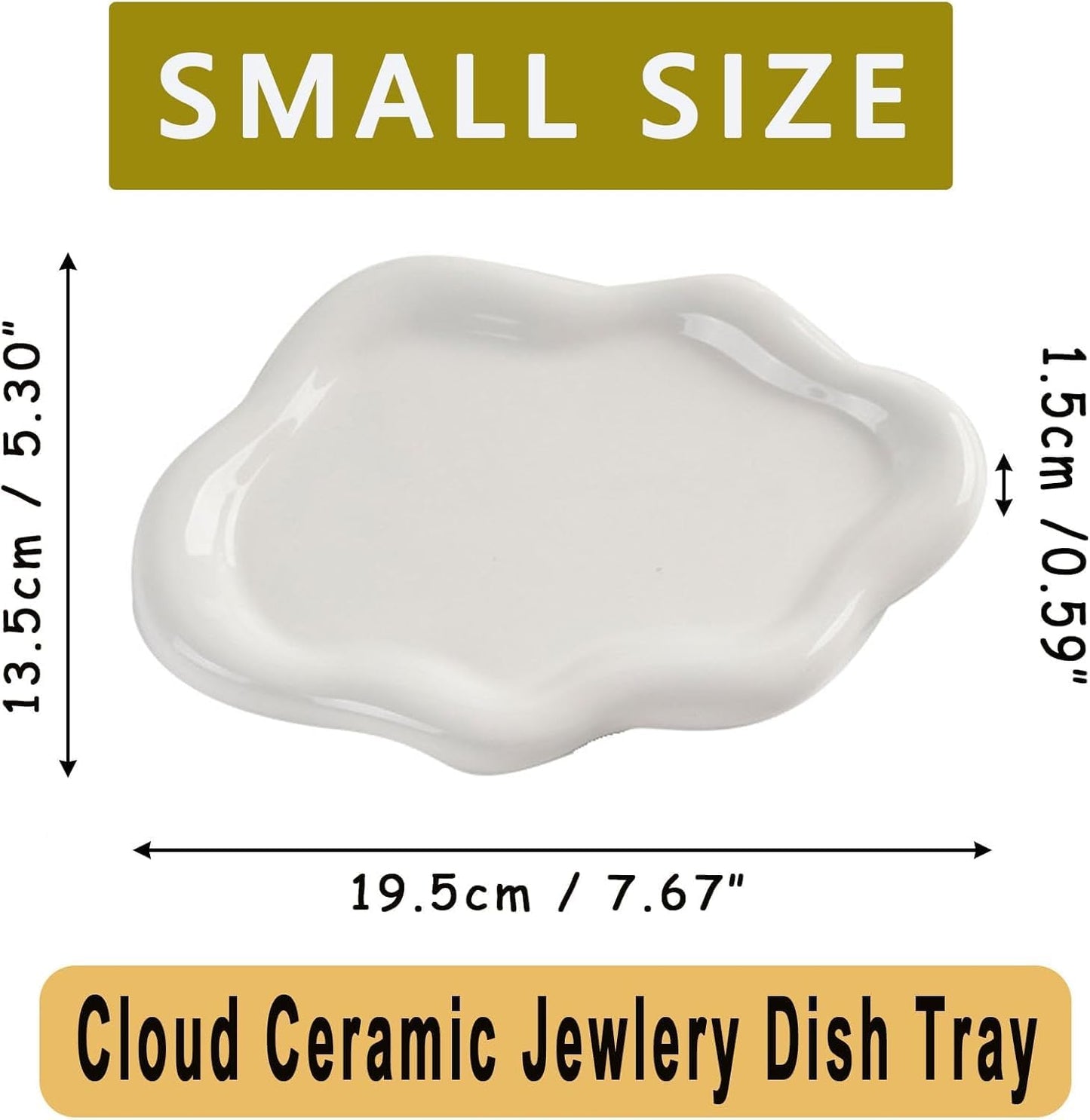 Plato cerámica para joyas forma nube decoración mesita