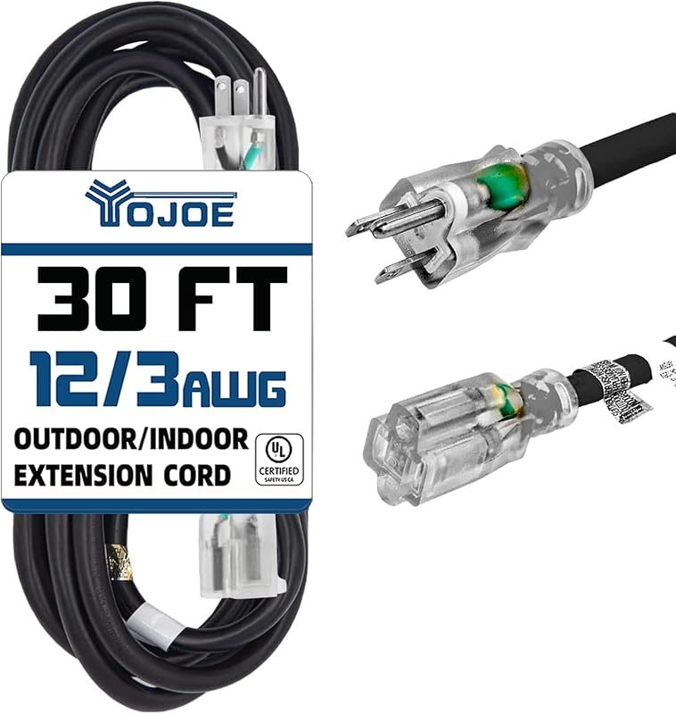 Cable extensión 30 ft 12/3 SJTW UL negro resistente