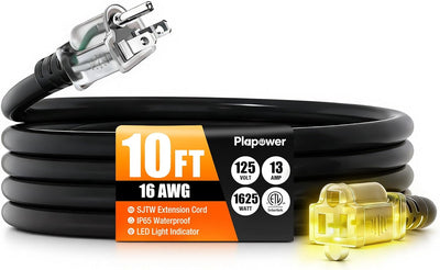 Cable extensión exterior 10ft 16/3 3 clavijas 13A 125V ETL