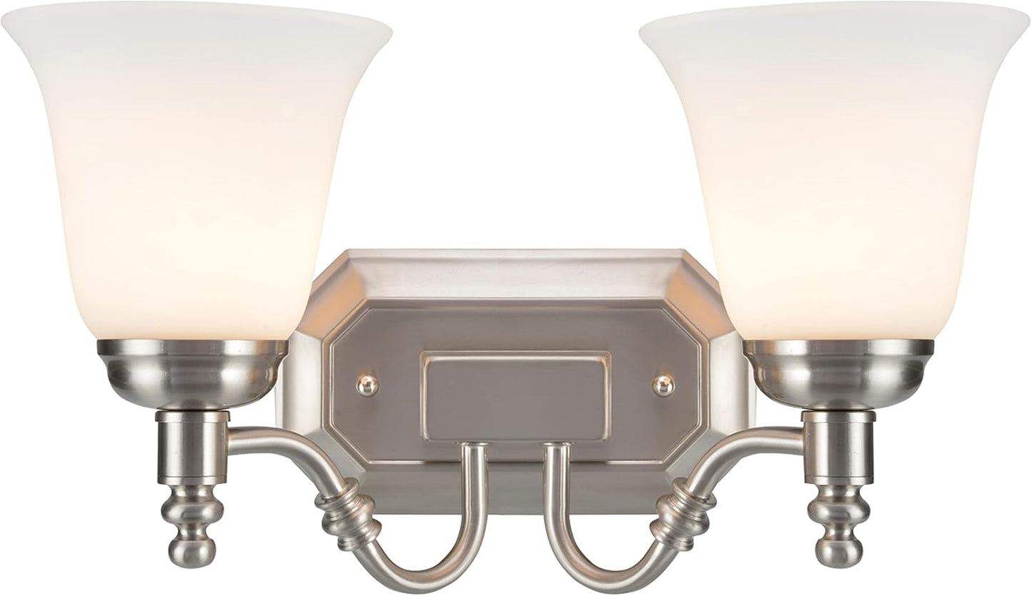 Lámpara pared metal 2 luces níquel satinado vidrio