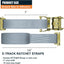 8 Correas E-Track 2x15' 4400lbs Carga Ruptura Gris