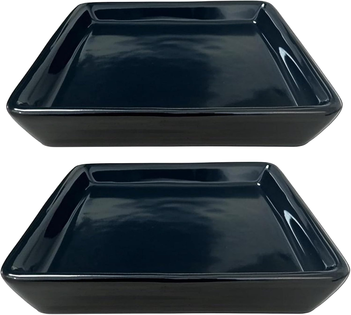 Platillo cuadrado para plantas 10" set 2 cerámica negro