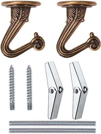 2 Set Ganchos Techo Bronce para Plantas y Adornos
