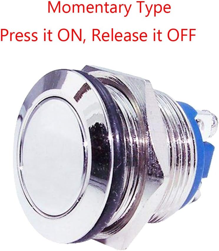 Interruptor botón inox 0.748pulg coche 3A/250V 5 pzas