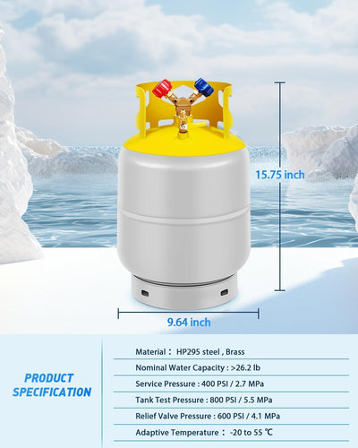 Tanque refrigerante 30lb válvula SAE 1/4 reutiliz.