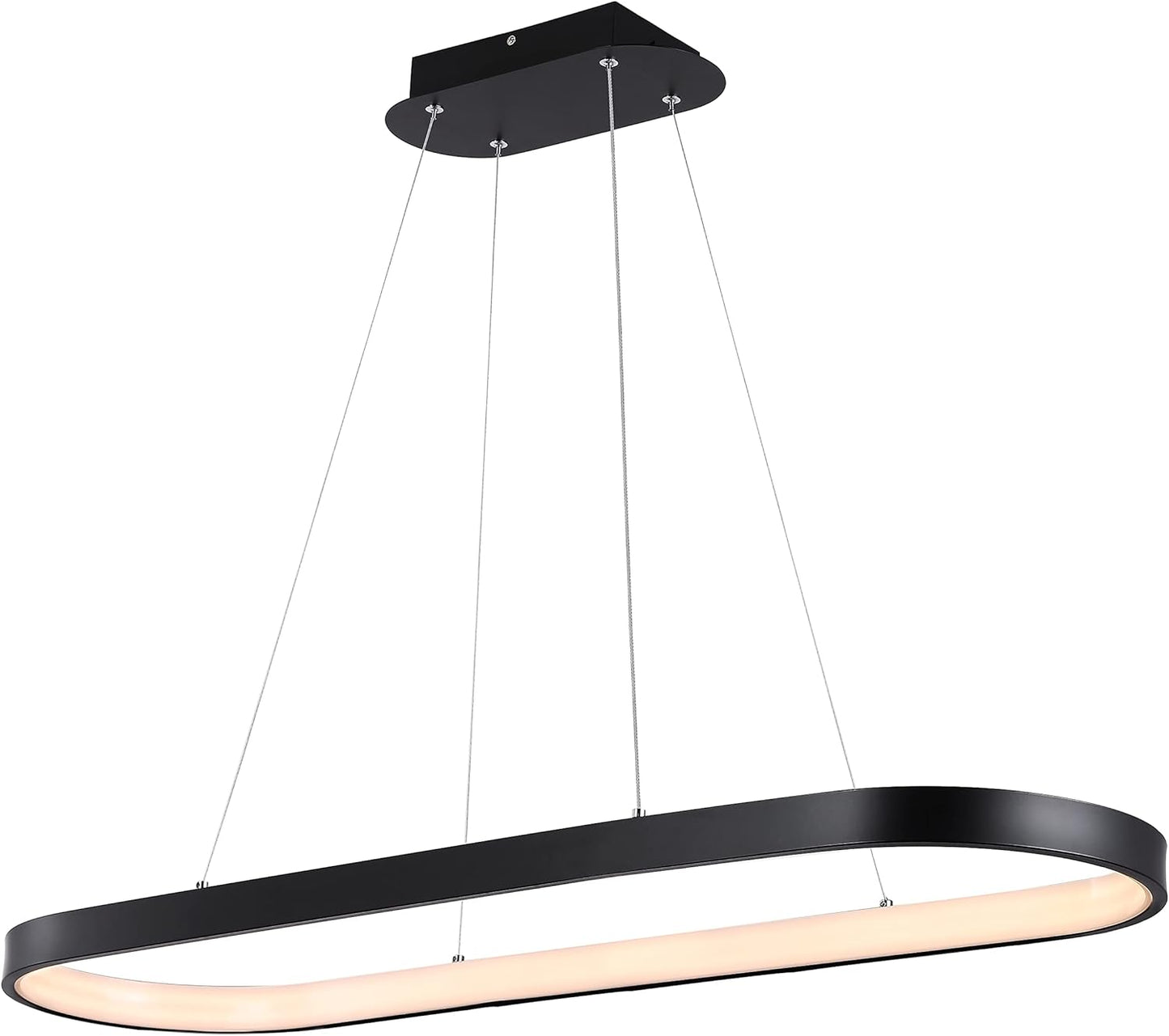 Colgante LED hierro negro 38.75pulg moderno ovalado comedor