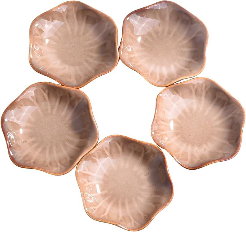 Set 5 platos cerámica salsa color marrón brillante