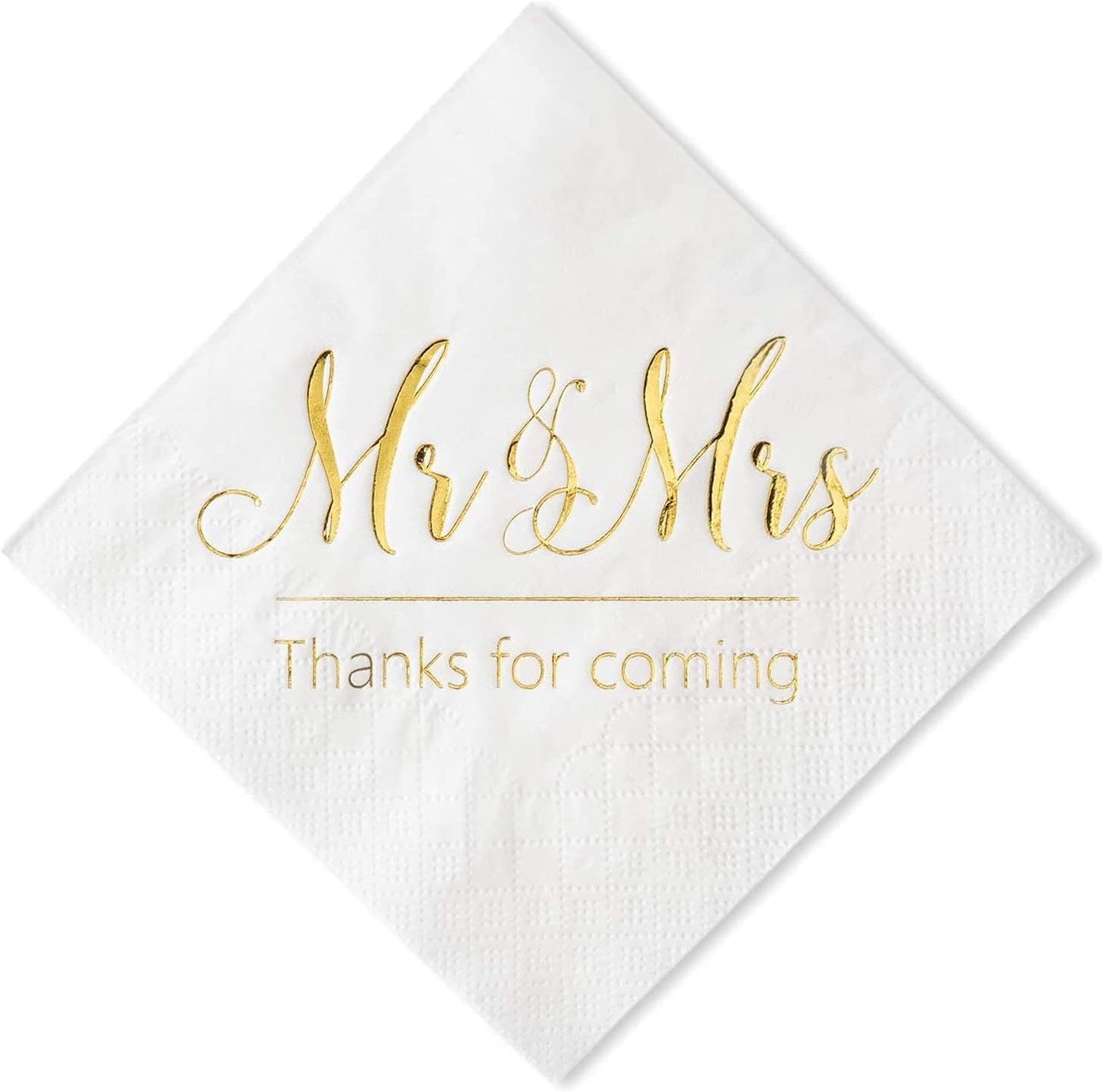 Servilletas Mr and Mrs Gold para Boda Ducha 100pzas 3 Capas