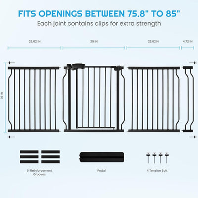 Puerta bebé ancha 30pulg 75.8-85pulg metal seguridad