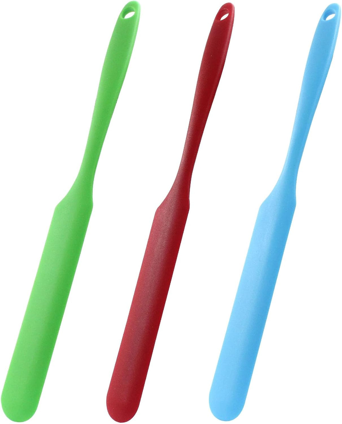 3 Espátulas Silicón para Frascos Antiadherentes Azul Rojo Verde