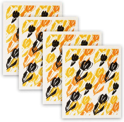 Set 4 paños cocina reutilizables secado rápido Tulip