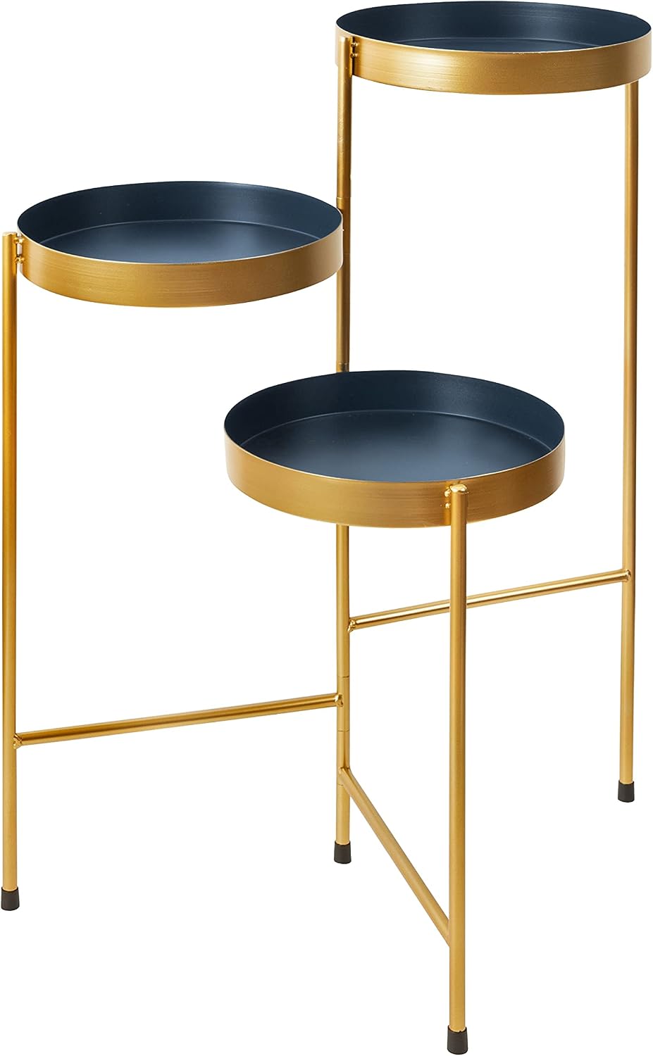 Soporte plantas 3 niveles metal azul marino y dorado