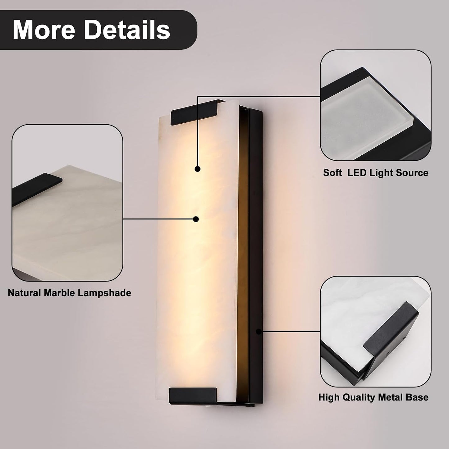Aplique pared alabastro 14.2pulg LED moderno dormitorio