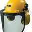 Conjunto casco seguridad visera motosierra amarillo