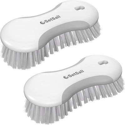 2 Pzas Cepillo Multiusos Rígido Antiderrap Baño Cocina Gris