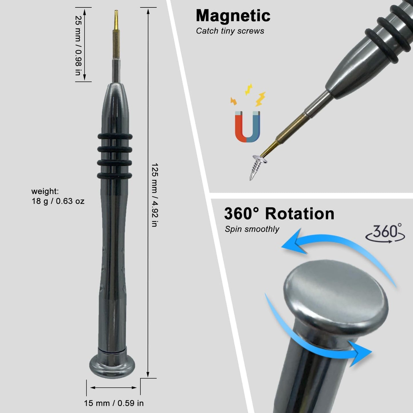 Destornillador P5 Pentalobe 0.047pulg acero S2 magnético