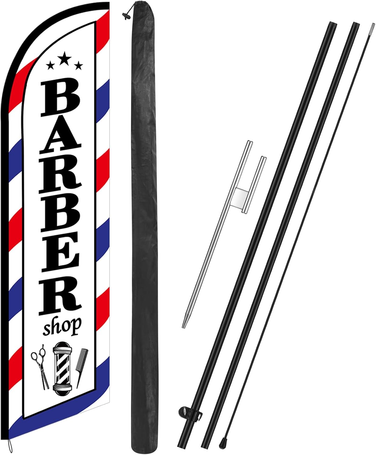 Bandera barbería 11ft poste sin viento tienda