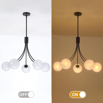 Lámpara Sputnik 5 luces negro globos vidrio cocina dormitorio