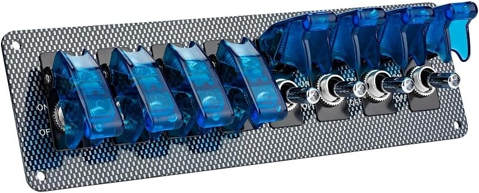 Interruptor palanca coche 8 LED 12V aluminio fibra