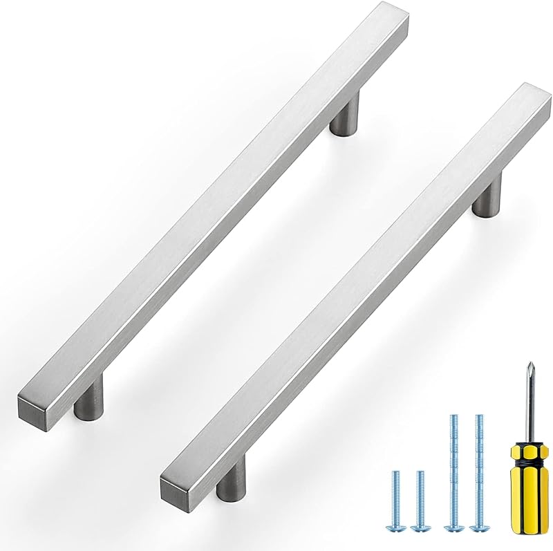30 Manijas Cuadradas Níquel Satinado para Gabinete 8-4/5"