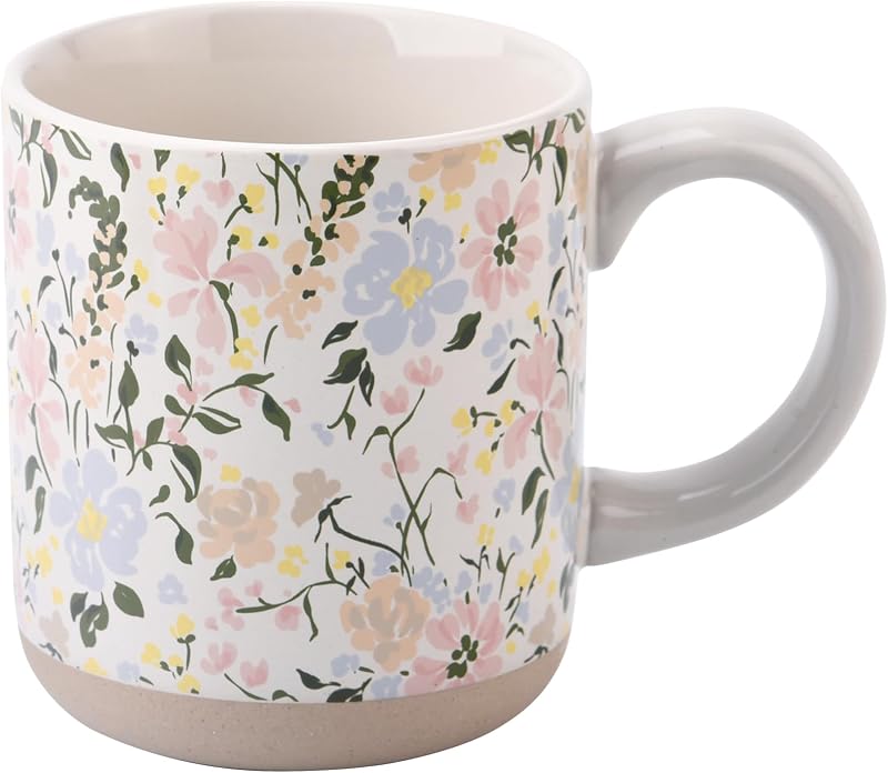 Tazas café gres florales 14oz para bebidas calientes y frías