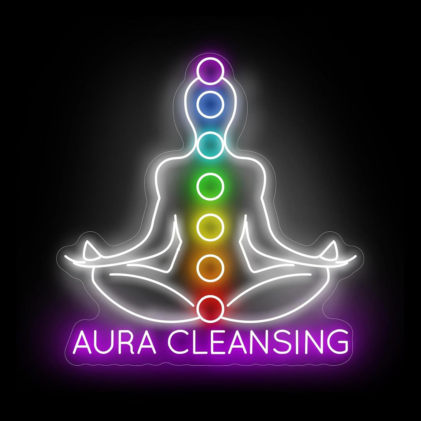 Letrero neón limpieza aura luz led yoga meditación