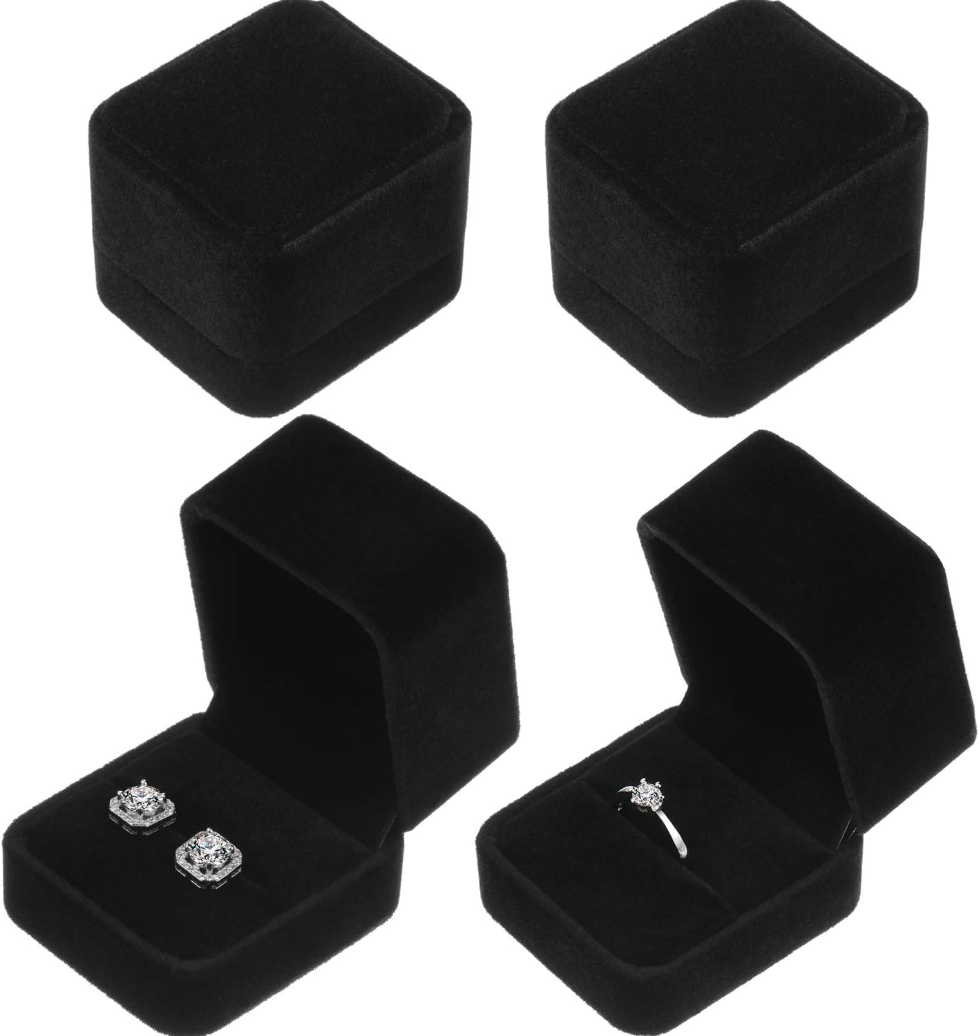 Caja terciopelo para aretes regalo boda negro