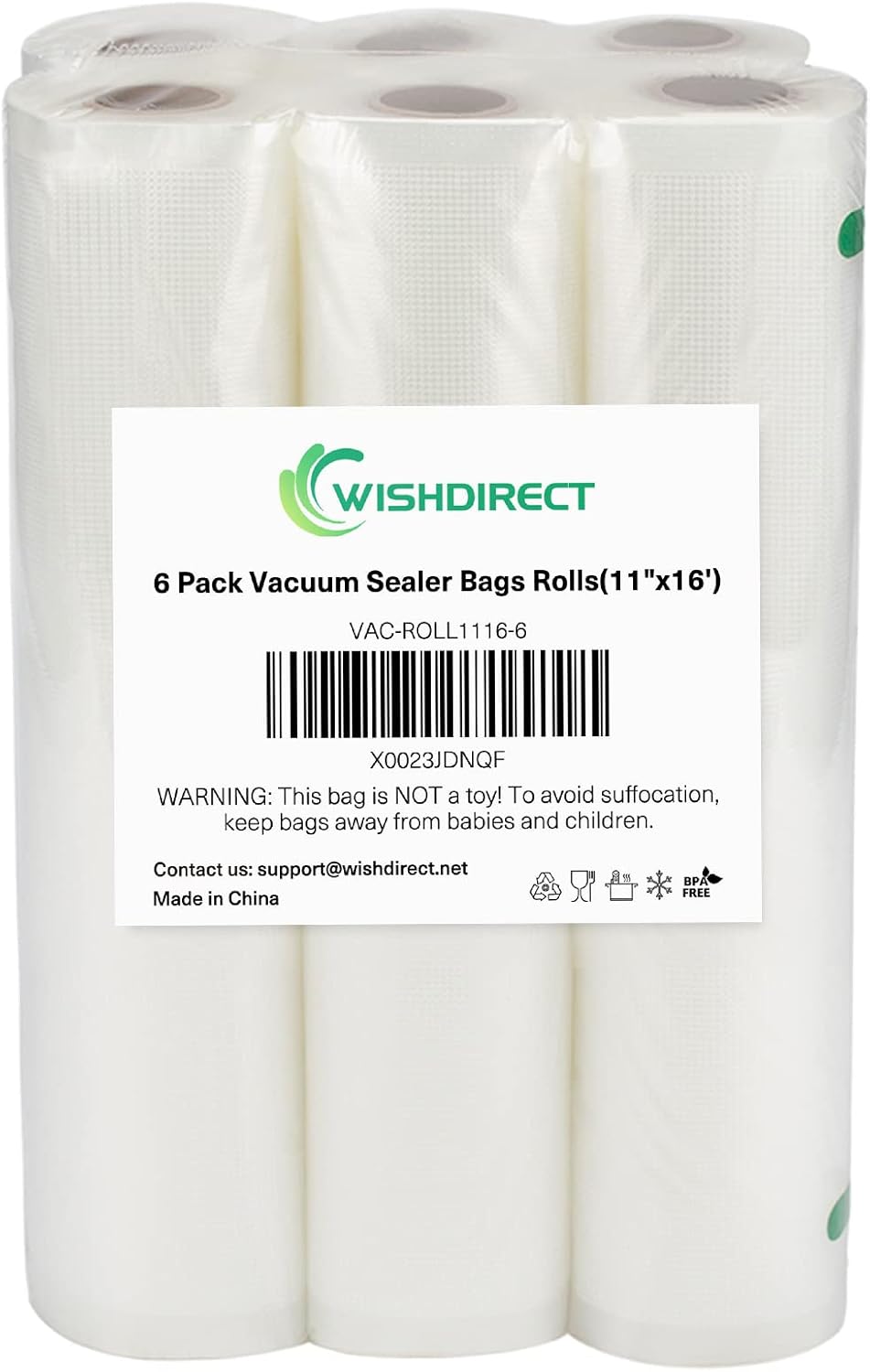 Rollos bolsas selladora vacío 11" x16pies resistentes