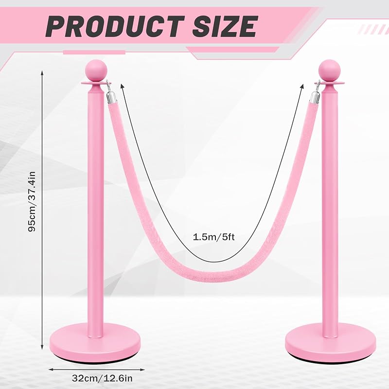 4 Postes Acero Inox Cuerdas Terciopelo 5ft para Bodas