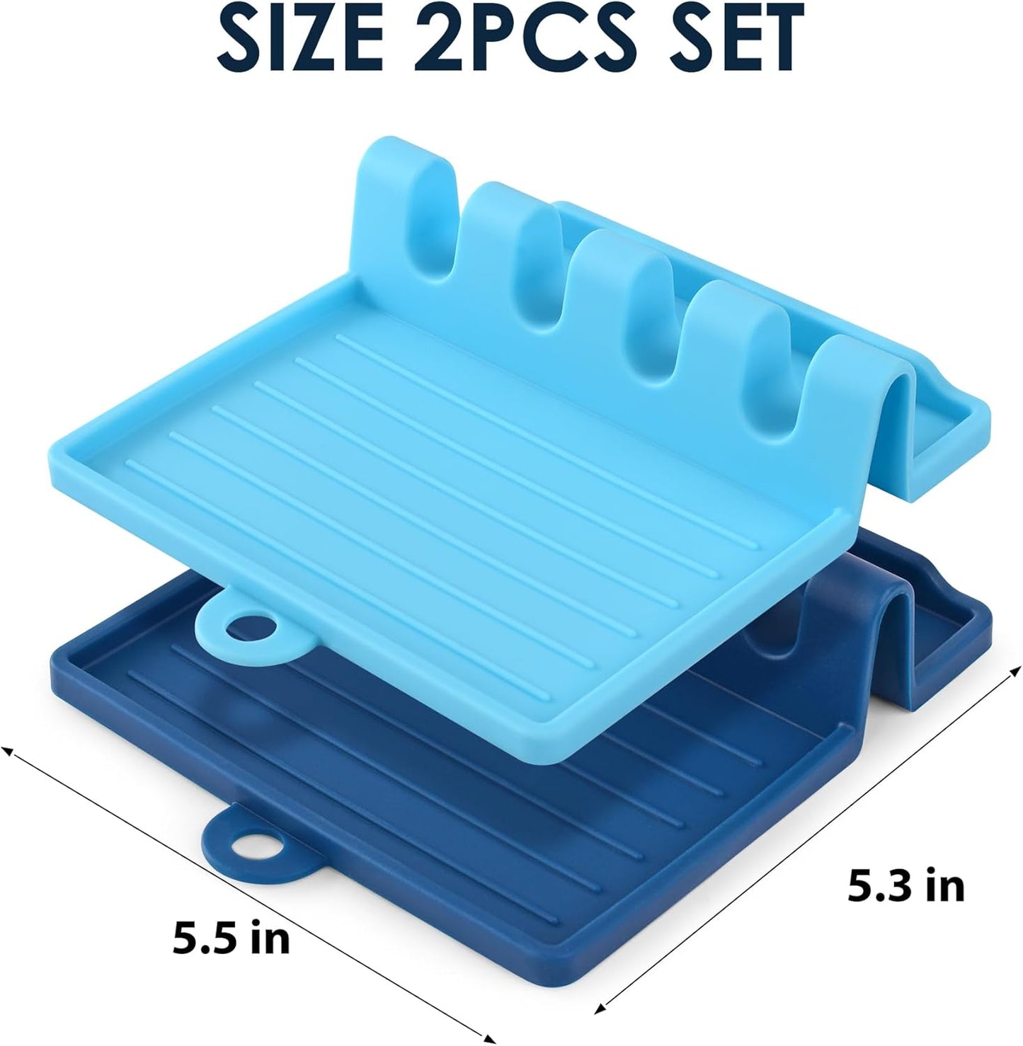 2 Soportes cucharas silicona resistente 600°F sin BPA azul