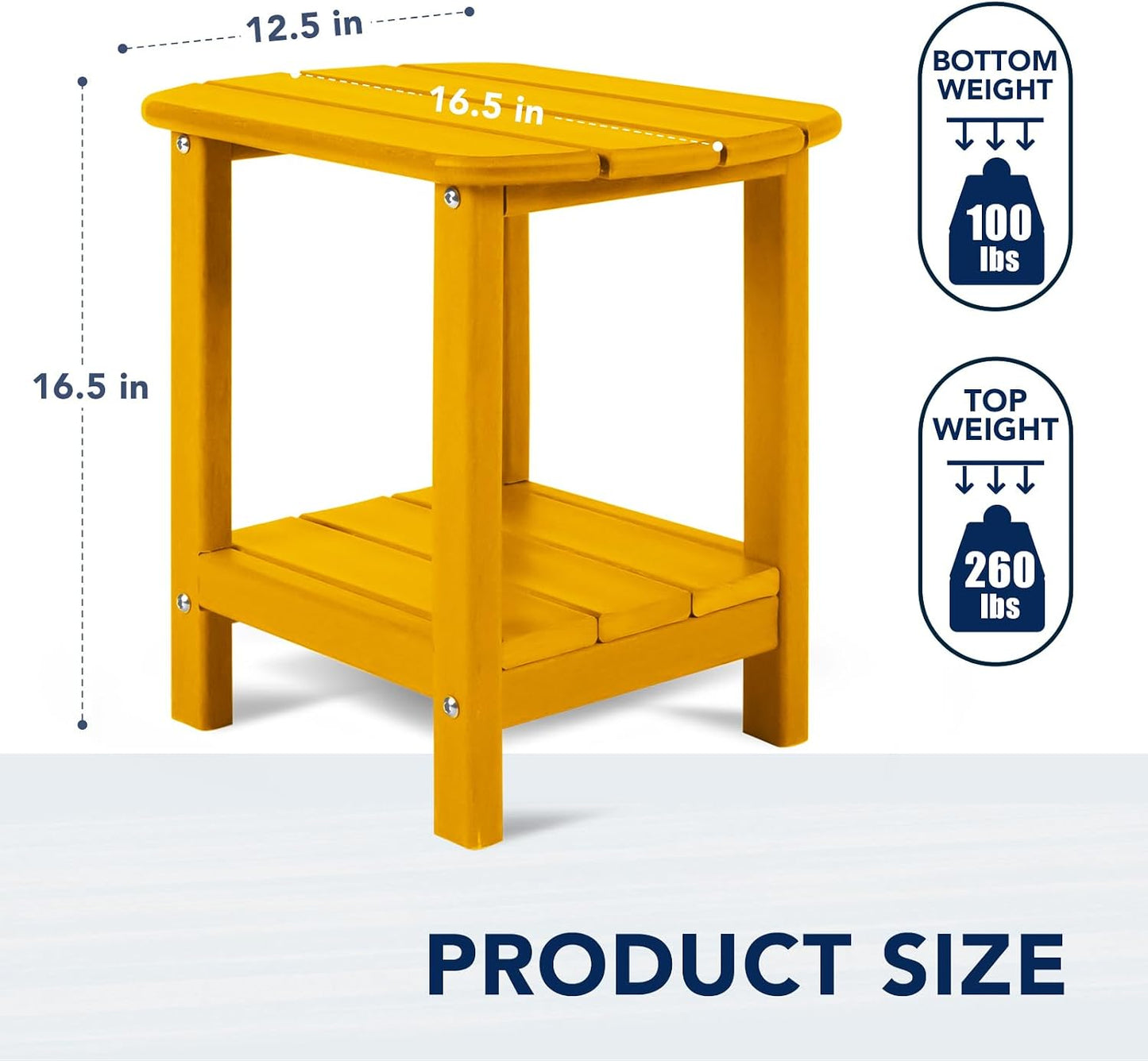 Mesa auxiliar Adirondack plástico doble exterior naranja