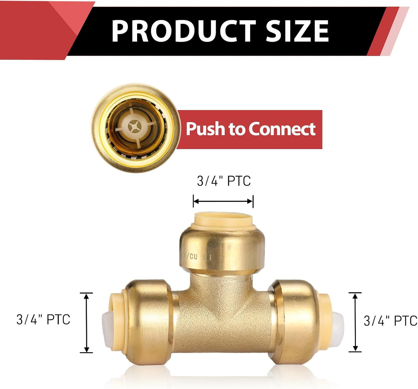 2 Unids 3/4pulg Conector PEX Cobre CPVC con Clip