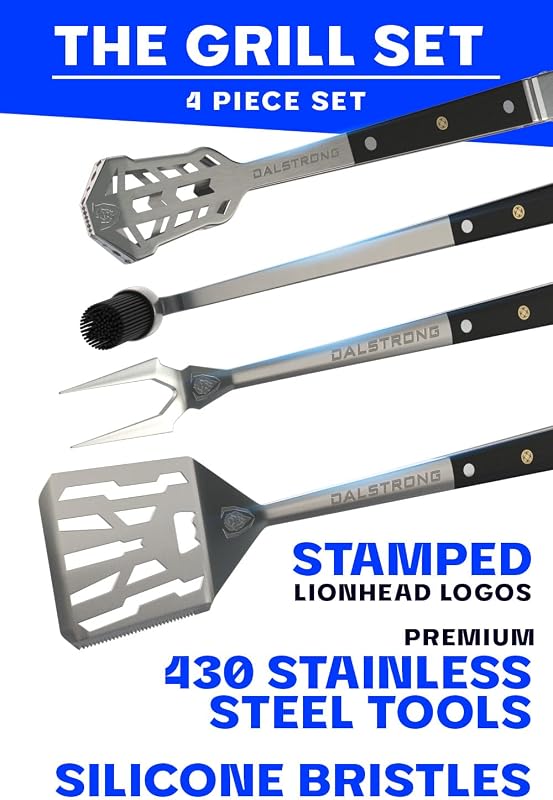 Set 4 Parrillas Pitmaster Acero Inox 18pulg Cepillo Espátula