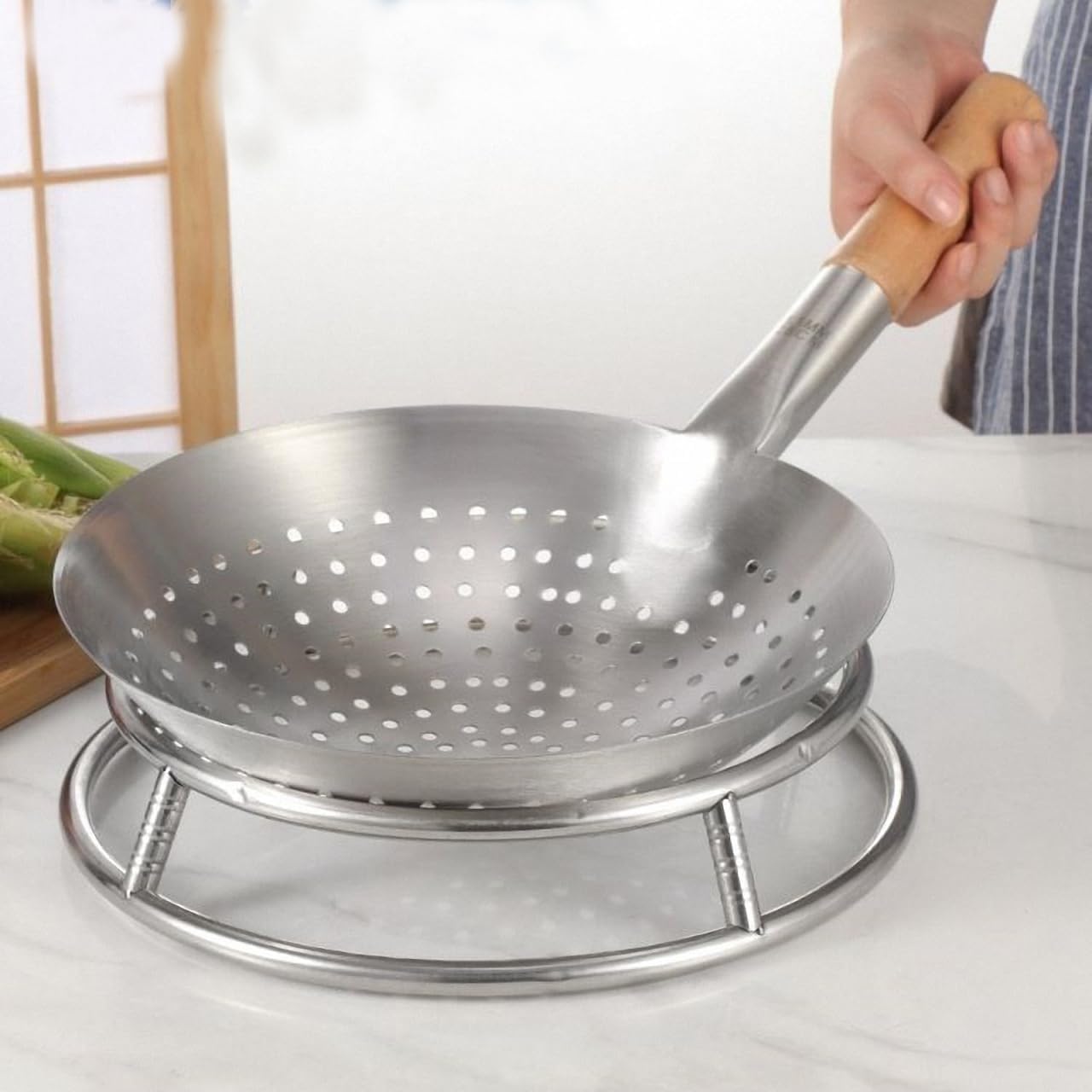 Soporte ollas acero inox doble capa base antiderrap