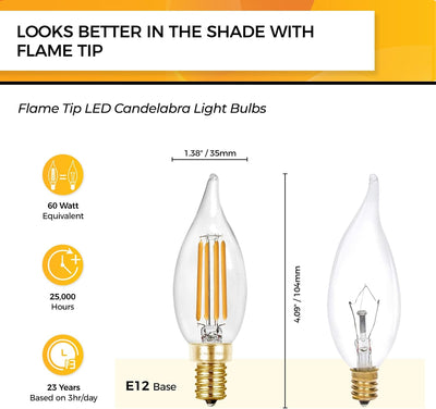 Bombilla LED candelabro 60W eq 2700K blanco cálido CA11