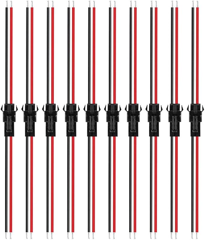 10 Pares Conectores JST SM 2pin 5.9pulg 22 AWG para LED Tira
