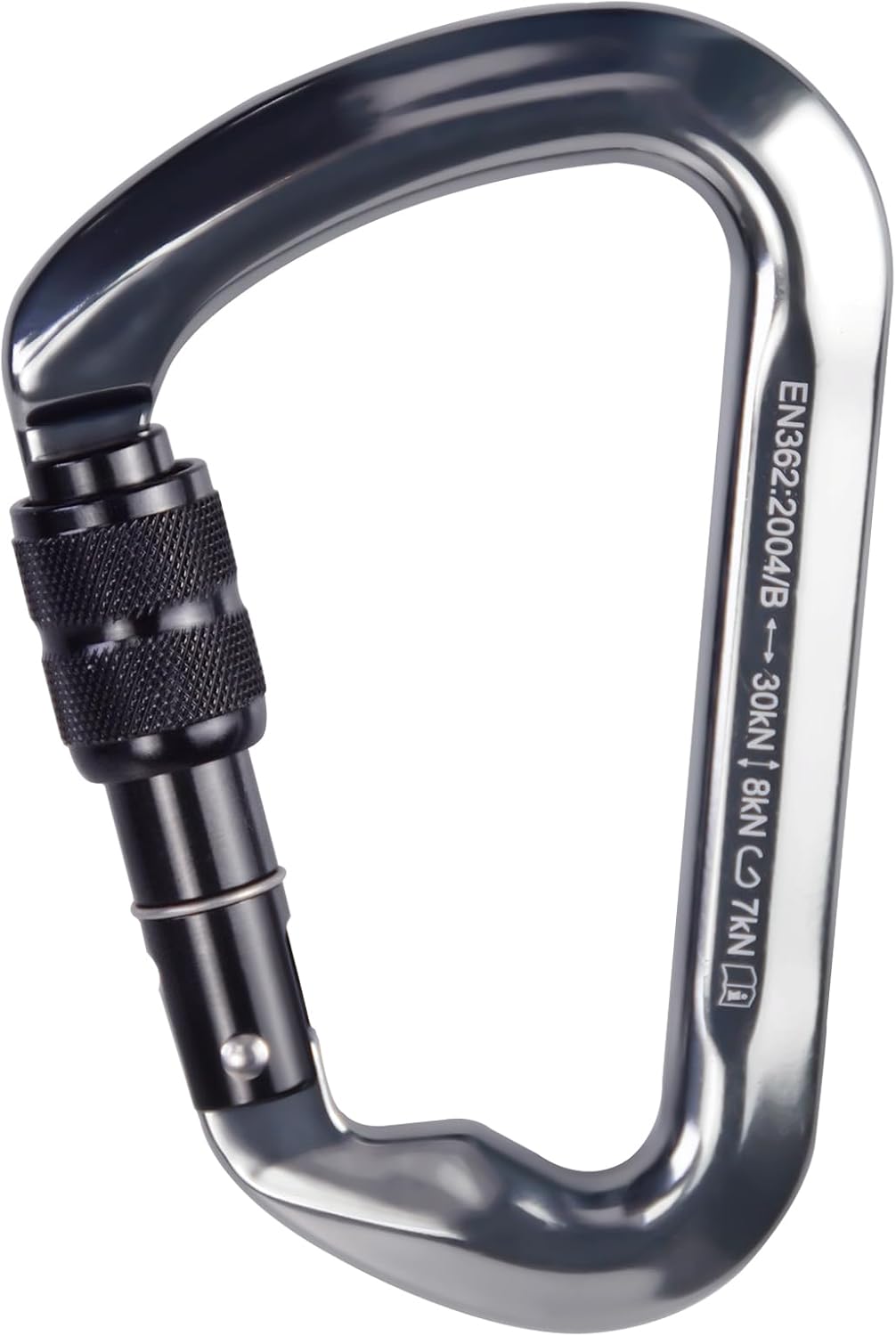 Mosquetón escalada bloqueo 30kN clip profesional resistente