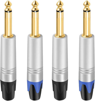 Enchufe mono 1/4pulg repuesto soldadura TS conector audio oro 24k