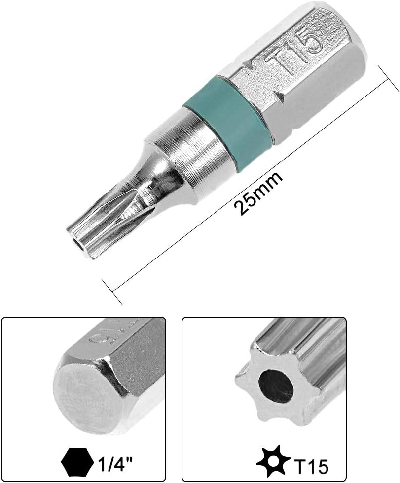 8 Pzas Destornillador Torx T15 Hexagonal Acero Aleación