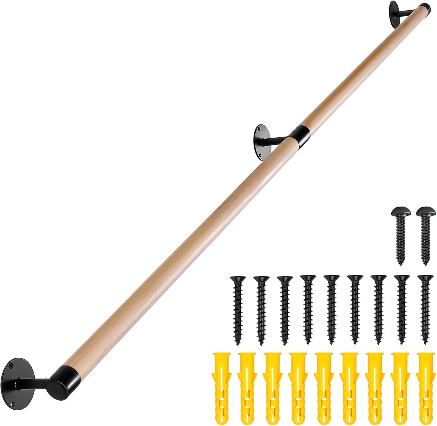 Pasamanos madera 6ft soporte metal barandilla escalera