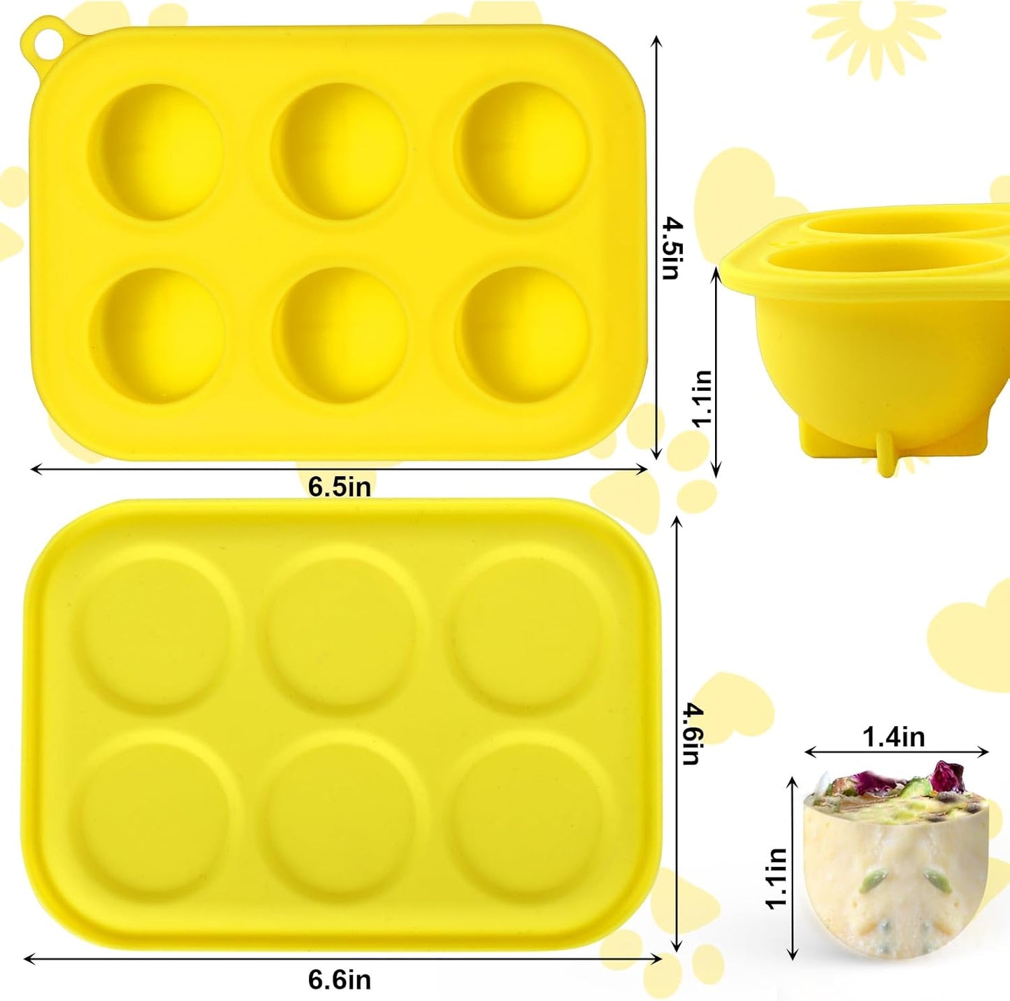 Moldes silicona golosinas perros 6 cavidades con tapa