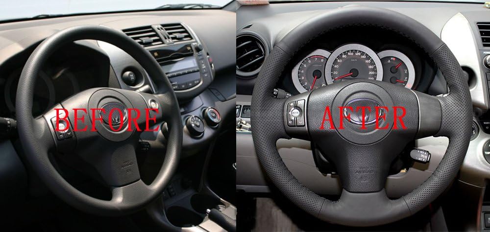Funda volante cosida a mano Toyota RAV4 06-12 Yaris 07-11
